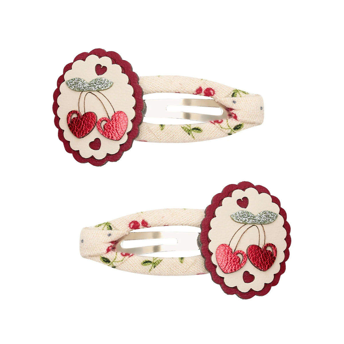 2-pack Scallop Framed Cherries haarclipjes