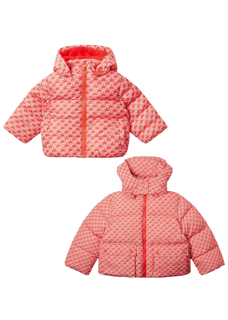 Wiggle Print / Love You Print Puffer Jacke