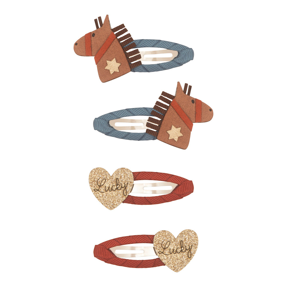 4er-Pack Lucky Horse Haarspangen